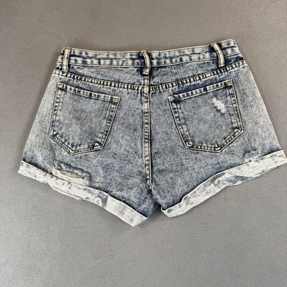 Distressed Denim Shorts Womens Medium Rolled Hem Ripped Casual Summer Trendy - Picture 2 of 6